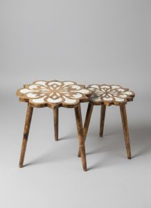 Floral Wooden Side Table Set