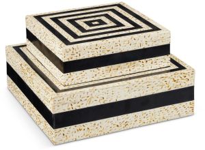 Horn Mosaic Jewellery Box Set OF 2 Pcs