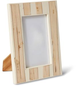 White Resin with Vertical Wood Accent Photo Frame