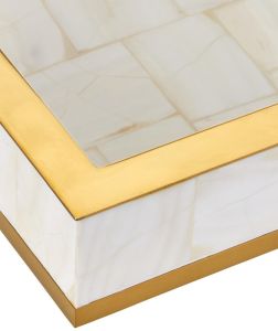 Mother OF Pearl & Brass Mosaic Serve Tray Set OF 2 Pcs