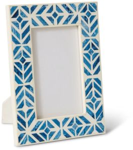 Blue Chevron Resin & Bone Inlay Photo Frame