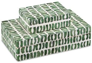 Bone & Resin Grid Brushstroke Organizer Box Set OF 3 Pcs