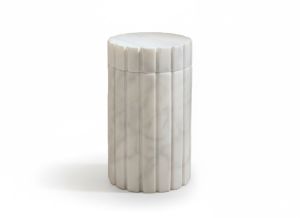 White Marble Ribbed Organizer Jar