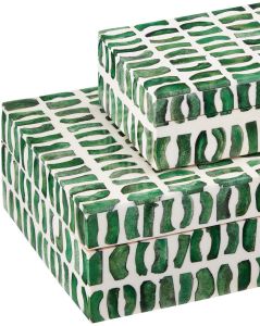 Bone & Resin Grid Brushstroke Organizer Box Set OF 3 Pcs