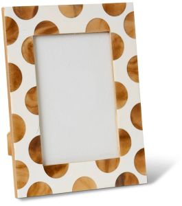 White Resin Frame with Brown Dot Inlay