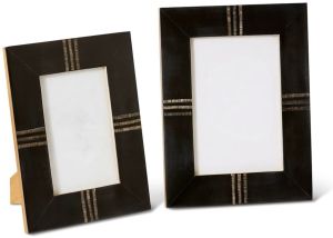 Black Resin with Horn Accent Photo Frame