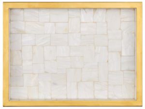 Mother OF Pearl & Brass Mosaic Serve Tray Set OF 2 Pcs