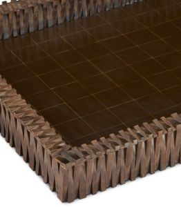 Decorative Grid Carved Wooden Tray