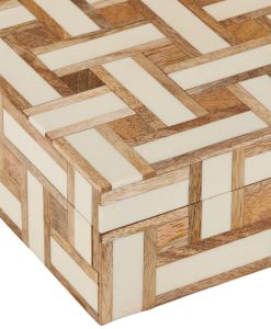 Wooded Parquet Inlay Organizer Box Set OF 2 Pcs