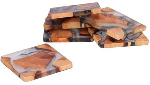 Resin & Wood Coaster Set