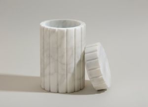 White Marble Ribbed Organizer Jar