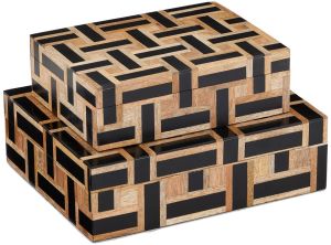 Wood & Resin Maze Inlay Organizer Box Set OF 2 Pcs