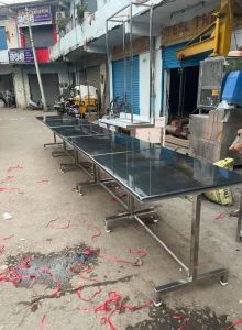 Stainless Steel Stone Top Dining Table