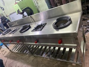 Heavy Stainless Steel Five Burner Chinese Stove