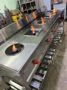 Heavy Stainless Steel Five Burner Chinese Stove