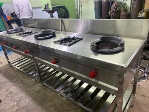 Heavy Stainless Steel Five Burner Chinese Stove