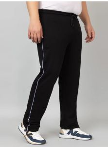 Black Cotton Blend Men Track Pant