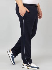 Navy Blue Cotton Blend Men Track Pant