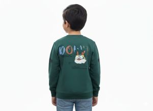 Green Printed Kids Full Sleeve T Shirt