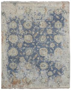 Saaj Traditional Abstract Hand Knotted Multi Blue Carpet