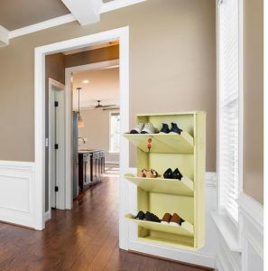 3 Door Ivory 21 Inch Wall Mounted Modern Shoerack Metal Shoe Rack