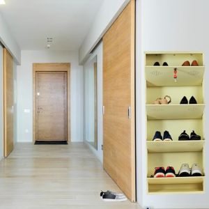 4 Door Ivory 21 Inch Wall Mounted Modern Shoe Rack Metal Shoe Rack