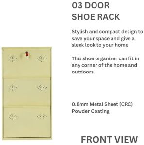3 Door Ivory 21 Inch Wall Mounted Modern Shoerack Metal Shoe Rack
