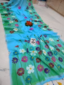 Hand Painted Mulmul Cotton Sarees