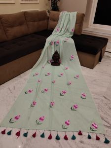 Tulip Silk Floral Painted Sarees