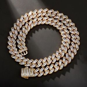 Luxury Gold Moissanite Diamond Cuban Chain