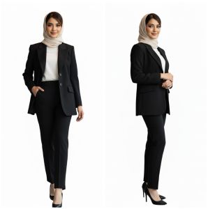 Ladies Plain Black Cotton Coat Pant