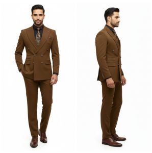 Mens Brown Cotton Two Piece Suit