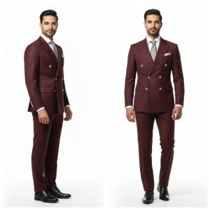Mens Party Wear Maroon Cotton Two Piece Suit