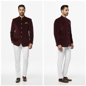 Mens Party Wear Maroon Velvet Blazer