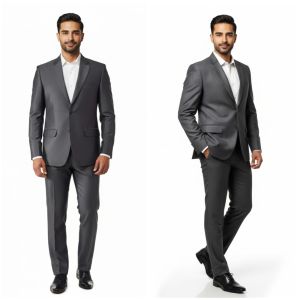 Mens Silver Grey Party Wear Two Piece Suit
