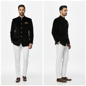 Mens Slim Fit Black Velvet Blazer