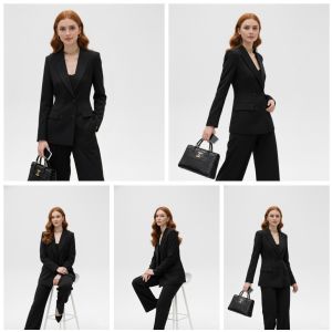 Ladies Plain Black Cotton Coat Pant