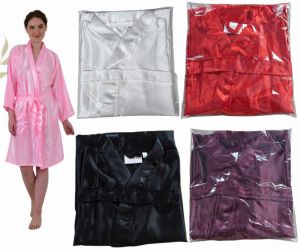 Ladies Plain Satin Bathrobe