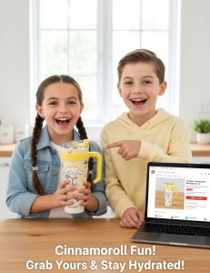 Stanley Insulated Tumbler with Handle & Steel Straw Cartoon