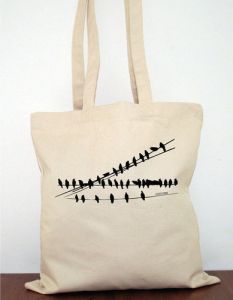 Birds on Wire Canvas Tote Bag