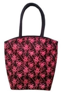 Floral Print Jute Shopping Bag