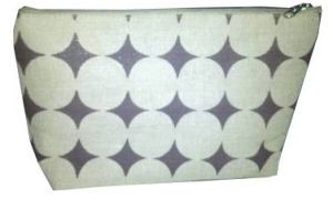 Geometric Print Jute Zipper Utility Pouch