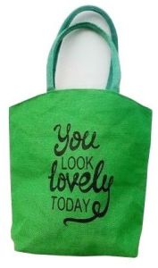 Green Quote Printed Jute Tote
