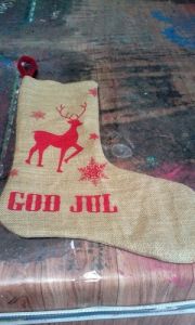Jute Christmas Reindeer Stocking