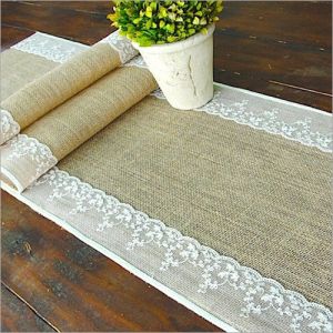 Lace Border Burlap Table Runner