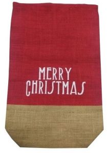 Merry Christmas Jute Gift Pouch