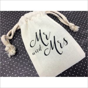MR & Mrs Cotton Drawstring Bag