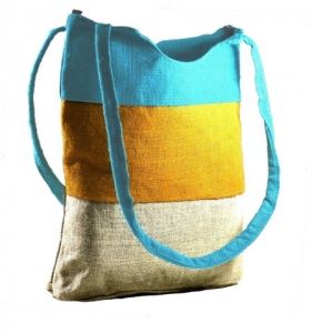 Multicolor Jute Shoulder Tote Bag