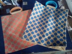 Multicolor Polka Jute Shopping Carry Bags