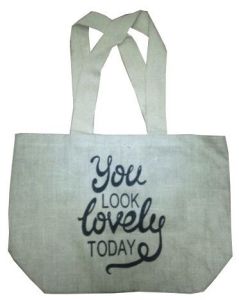 Printed Quote Jute Shoulder Bag